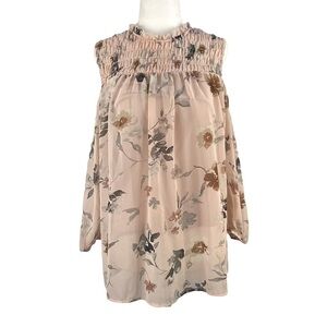 𝅺luxology‎ COLD SHOULDER LONG SLEEVED FLORAL BLOUSE
